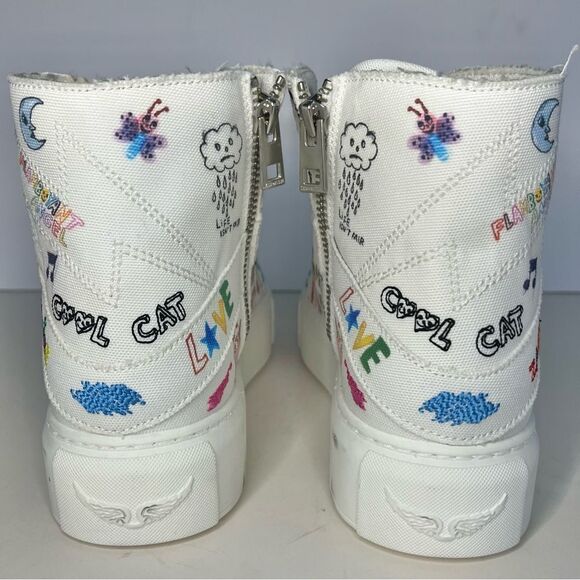 Zadig and Voltaire LA Flash Platform ZV1747 High Tops‎ White/multicolor, 5 NIB - Picture 11 of 14